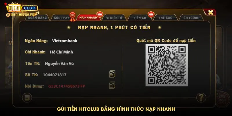 Nạp qua tài khoản ngân hàng