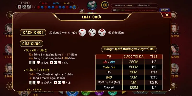 Phổ biến luật chơi Sicbo trực tuyến cho tân thủ